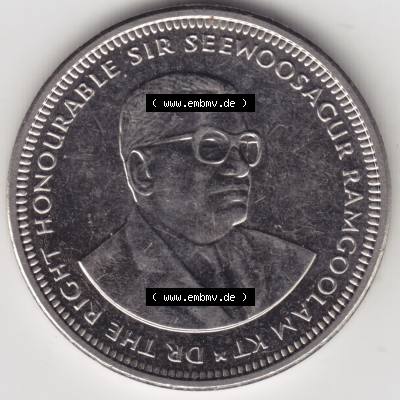 Münzen Afrika Mauritius Umlaufmünzen 2012-2020, 1 Rupie, 1 Rupee 2020. Rückseite einer Münze aus Mauritius, Mauritius befindet sich auf dem Kontinent Afrika.... Sammlung