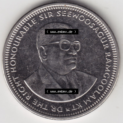 Münzen Afrika Mauritius Umlaufmünzen 2012-2020, 1 Rupie, 1 Rupee 2020. Rückseite einer Münze aus Mauritius, Mauritius befindet... Sammlung