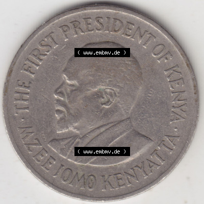 Münzen Afrika Kenia Umlaufmünzen 1969-1978, 1 One Shilling, Schilling1975. Rückseite einer Münze aus Kenia, Kenia befindet... Sammlung