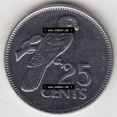 Münzen Afrika Seychellen Umlaufmünzen 1993-2012, 25 Cent 2012. Vorderseite einer Münze aus der Republik der Seychellen - Republic of Seychelles, die Seychellen befinden... Sammlung
