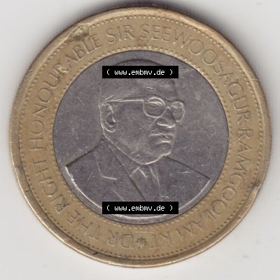 Münzen Afrika Mauritius Umlaufmünzen 2007-2020, 20 Rupien, 20 Rupees 2007. Rückseite einer Münze aus Mauritius, Mauritius befindet sich auf dem Kontinent Afrika.... Sammlung