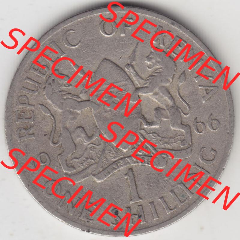 Münzen Afrika Kenia Umlaufmünzen 1966-1968, 1 One Shilling, Schilling 1966. Vorderseite einer Münze aus Kenia, Kenia befindet sich auf dem Kontinent Afrika.... Sammlung