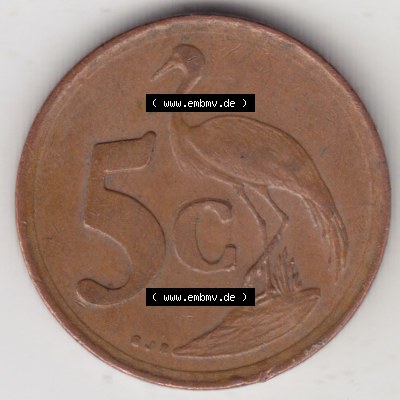 Münzen Afrika Südafrika Umlaufmünzen 1996-2000, 5 Cent 1997 (1) Sammlung