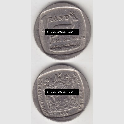 Münzen Afrika Südafrika Umlaufmünzen 1991-1995, 1 Rand 1995 (4) Sammlung