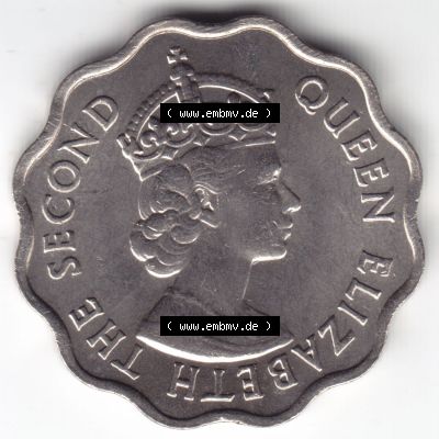 Münzen Afrika Mauritius Umlaufmünzen 1954-1978, 10 Cent 1978. Rückseite einer Münze aus Mauritius, Mauritius befindet sich auf dem Kontinent Afrika. Hier befindet... Sammlung