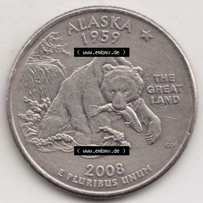 Amerika USA 2008-2008, 0,25 Dollar Quarter Dollar Alaska 1959 (1) Sammlung