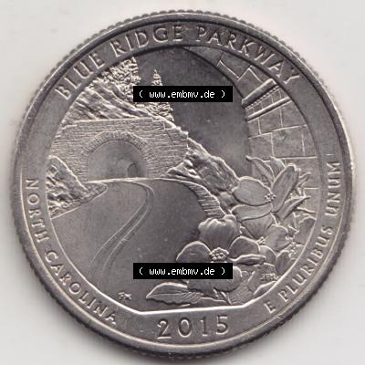 Amerika USA 2015-2015, 0,25 Dollar Quarter Dollar Blue Ridge Parkway, North Carolina (1) Sammlung