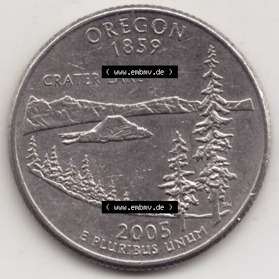Amerika USA 2005-2005, 0,25 Dollar Quarter Dollar Oregon 1859 (1) Sammlung