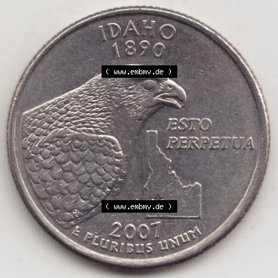Amerika USA 2007-2007, 0,25 Dollar Quarter Dollar Idaho 1890 (1) Sammlung