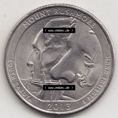 Amerika USA 2013-2013, 0,25 Dollar Quarter Dollar Mount Rushmore, South Dakota (1) Sammlung