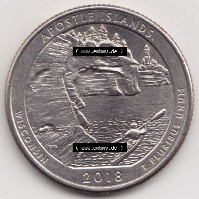 Amerika USA 2018-2018, 0,25 Dollar Quarter Dollar Apostle Islands, Wisconsin (1) Sammlung