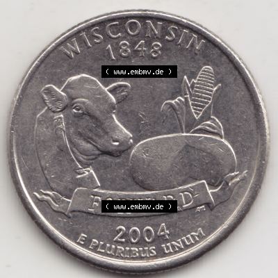 Amerika USA 2004-2004, 0,25 Dollar Quarter Dollar Wisconsin 1848 (1) Sammlung