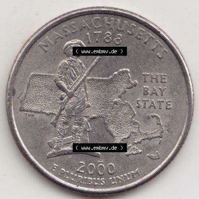 Amerika USA 2000-2000, 0,25 Dollar Quarter Dollar Massachusetts 1788 (1) Sammlung