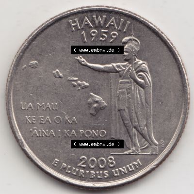 Amerika USA 2008-2008, 0,25 Dollar Quarter Dollar Hawaii 1959 (1) Sammlung