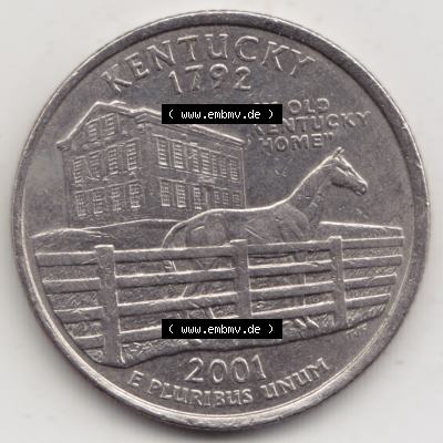 Amerika USA 2001-2001, 0,25 Dollar Quarter Dollar Kentucky 1792 (1) Sammlung