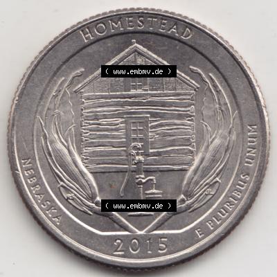 Amerika USA 2015-2015, 0,25 Dollar Quarter Dollar Homestead, Nebraska (1) Sammlung