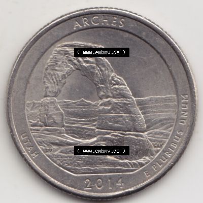Amerika USA 2014-2014, 0,25 Dollar Quarter Dollar Arches, Utah (1) Sammlung