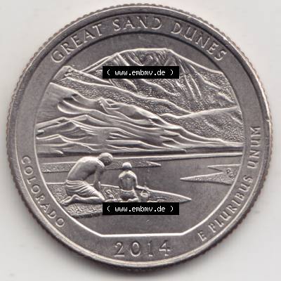 Amerika USA 2014-2014, 0,25 Dollar Quarter Dollar Great Sand Dunes, Colorado (1) Sammlung