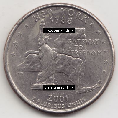 Amerika USA 2001-2001, 0,25 Dollar Quarter Dollar New York 1788 (1) Sammlung
