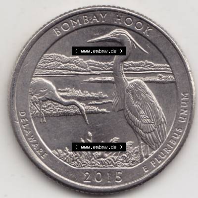 Amerika USA 2015-2015, 0,25 Dollar Quarter Dollar Bombay Hook, Delaware (1) Sammlung