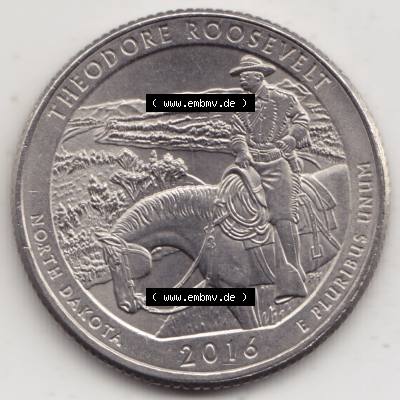 Amerika USA 2016-2016, 0,25 Dollar Quarter Dollar Theodore Rosevelt, North Dakota (1) Sammlung