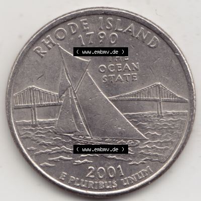 Amerika USA 2001-2001, 0,25 Dollar Quarter Dollar. Rhode Island 1790 (1) Sammlung