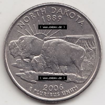 Amerika USA 2006-2006, 0,25 Dollar Quarter Dollar North Dakota 1889 (1) Sammlung