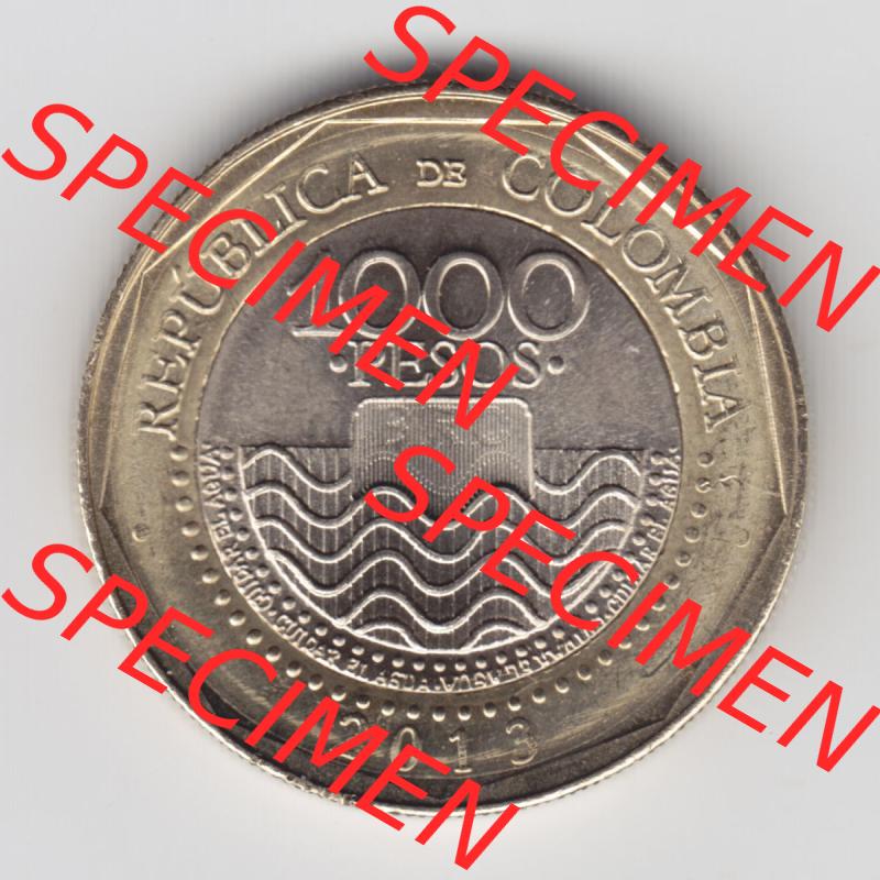 Kolumbien Umlaufmünzen 2013, 1000 Pesos. Hier befindet sich die Vorderseite einer Umlaufmünze aus Kolumbien als Digitales Bild im online Katalog zum katalogisieren und kategorisieren... Sammlung