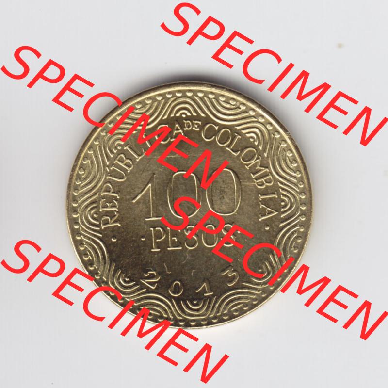 Kolumbien Umlaufmünzen 2013, 100 Pesos. Hier befindet sich die Vorderseite einer Umlaufmünze aus Kolumbien als Digitales Bild im online Katalog zum katalogisieren und kategorisieren... Sammlung