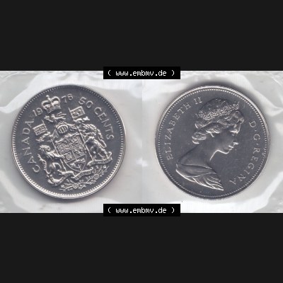 Kanada / Canada Umlaufmünze 1968-1976, 50 Cent 1976. Hier befindet sich die Horizontale Ansicht einer Umlaufmünze 1976 aus Kanada als Digitales Bild im online Katalog zum katalogisieren... Sammlung