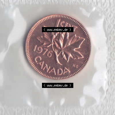 Kanada / Canada Umlaufmünze 1965-1977, 1 Cent 1976. Hier befindet sich die Vorderseite einer Umlaufmünze 1976 aus Kanada als... Sammlung