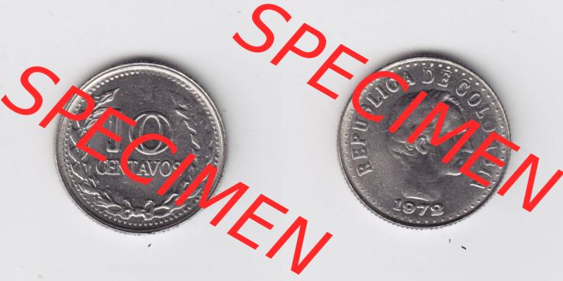 Kolumbien Umlaufmünzen 1972, 10 Centavos. Hier befindet sich die Vorderseite und Rückseite einer Umlaufmünze aus Kolumbien als Digitales Bild in horizontaler Ausrichtung im... Sammlung