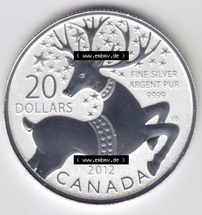 Kanada / Canada Silbermünze 2012, 20 Dollar Magische Rentier. Hier befindet sich die Vorderseite einer 20 Dollar Silbermünze... Sammlung