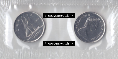 Kanada / Canada Umlaufmünze 1969-1978, 10 Cents 1976. Hier befindet sich die Horizontale Ansicht einer Umlaufmünze 1976 aus... Sammlung