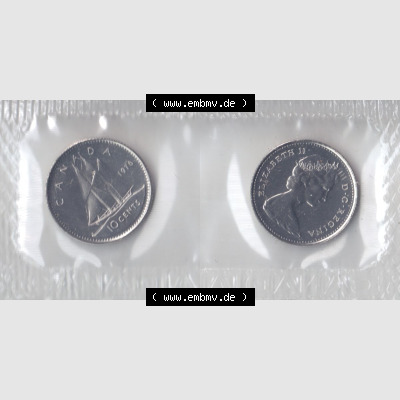 Kanada / Canada Umlaufmünze 1969-1978, 10 Cents 1976. Hier befindet sich die Horizontale Ansicht einer Umlaufmünze 1976 aus Kanada als Digitales Bild im online Katalog zum katalogisieren... Sammlung