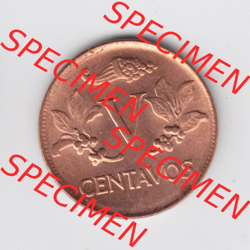 Kolumbien Umlaufmünzen 1974, 5 V Centavos. Hier befindet sich die Vorderseite einer Umlaufmünze aus Kolumbien als Digitales Bild im online Katalog zum katalogisieren und kategorisieren... Sammlung
