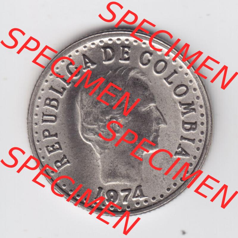 Kolumbien Umlaufmünzen 1974, 20 Centavos. Hier befindet sich die Rückseite einer Umlaufmünze aus Kolumbien als Digitales Bild im online Katalog zum katalogisieren und kategorisieren... Sammlung