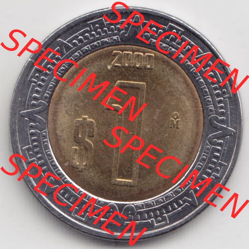 Münzen Mexiko / Mexico 1996-heute, 1 Peso 2000. Hier befindet sich die Vorderseite einer Umlaufmünze aus Mexiko / Mexico als Digitales Bild im online Katalog zum katalogisieren... Sammlung