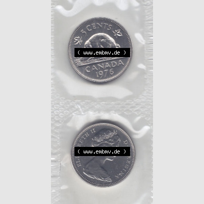 Kanada / Canada Umlaufmünze 1965-1978, 5 Cent 1976. Hier befindet sich die Vertikale Ansicht einer Umlaufmünze 1976 aus Kanada als Digitales Bild im online Katalog zum katalogisieren... Sammlung