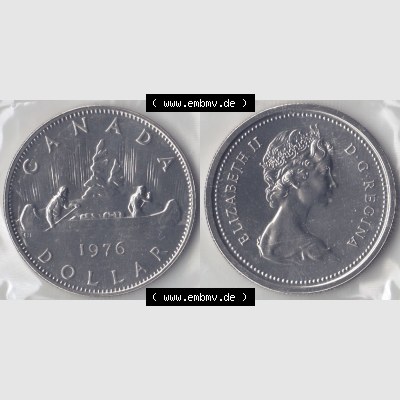 Kanada / Canada Umlaufmünze 1975-1976, 1 Dollar 1976. Hier befindet sich die Horizontale Ansicht einer Umlaufmünze 1976 aus Kanada als Digitales Bild im online Katalog zum katalogisieren... Sammlung