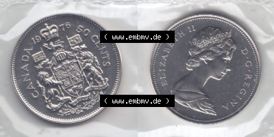 Kanada / Canada Umlaufmünze 1968-1976, 50 Cent 1976. Hier befindet sich die Horizontale Ansicht einer Umlaufmünze 1976 aus Kanada... Sammlung