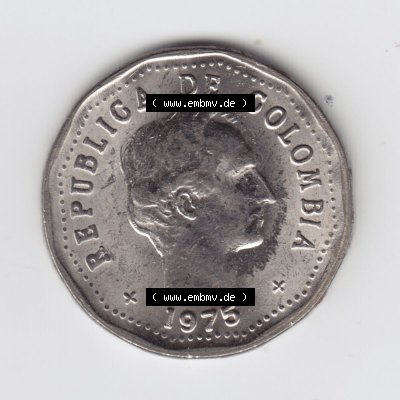 Kolumbien Umlaufmünzen 1975, 50 Centavos. Hier befindet sich die Rückseite einer Umlaufmünze aus Kolumbien als Digitales Bild im online Katalog zum katalogisieren und kategorisieren... Sammlung