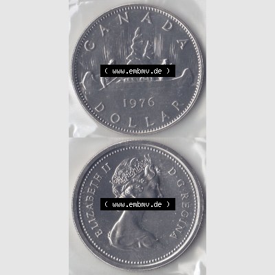 Kanada / Canada Umlaufmünze 1975-1976, 1 Dollar 1976. Hier befindet sich die Vertikale Ansicht einer Umlaufmünze 1976 aus Kanada als Digitales Bild im online Katalog zum katalogisieren... Sammlung