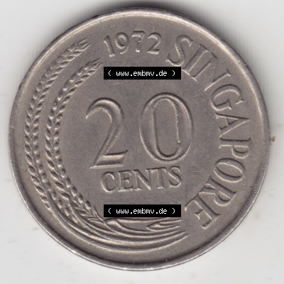 Münze Singapur Umlaufmünze 1967-1985, 20 Cents (1) Sammlung