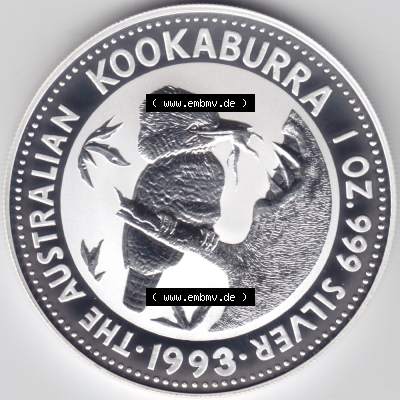 Münze Australien Kookaburra 1 Dollar 1-OZ 1993 (1) Sammlung