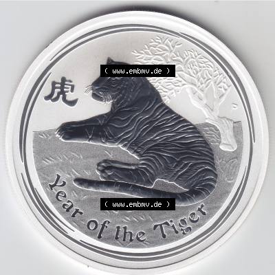 Münze Australien Lunar I. Silbermünze 2010, 1 Unze Tiger (1) Sammlung