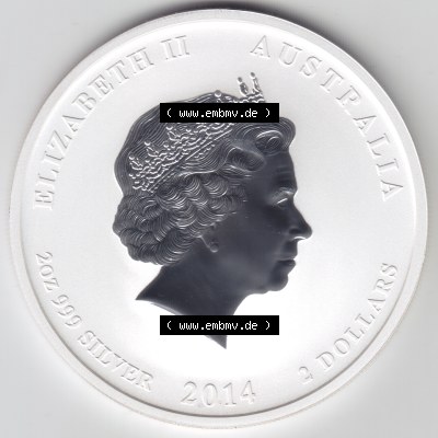 Münze Australien Lunar II. Silbermünze 2014, Farbe 2 Unzen Pferd (2) Sammlung