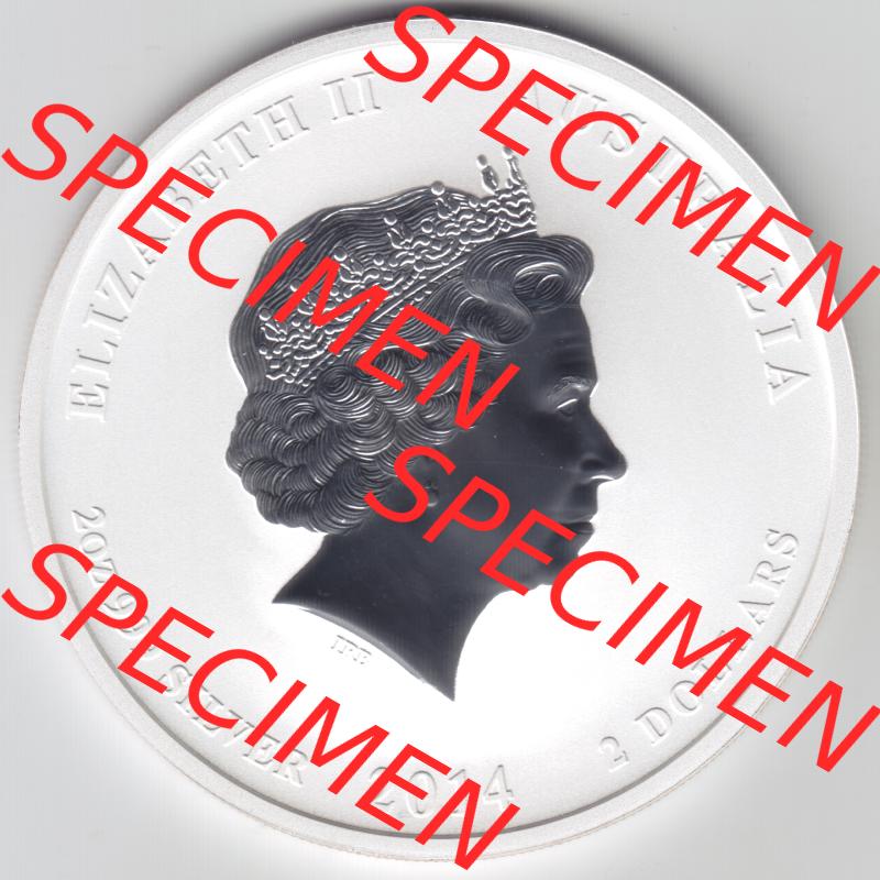 Münze Australien Lunar II. Silbermünze 2014, Farbe 2 Unzen Pferd (2) Sammlung