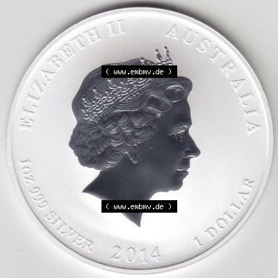 Münze Australien Lunar II. Silbermünze 2014, Farbe 1 Unze Pferd (2) Sammlung