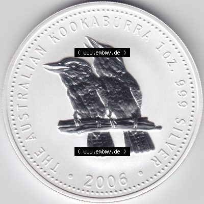 Münze Australien Kookaburra 1 Dollar 1-OZ Silver / 1 Unze Silber 2006 (1) Sammlung